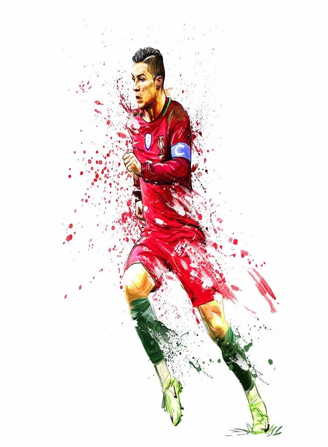 Sticker Yard Football Player Ronaldo Vinyl Wall Sticker for Living Room/Bedroom/Office and All Decorative Wall Stickers Size 55X76CM-Self-Adhesive - Image 1